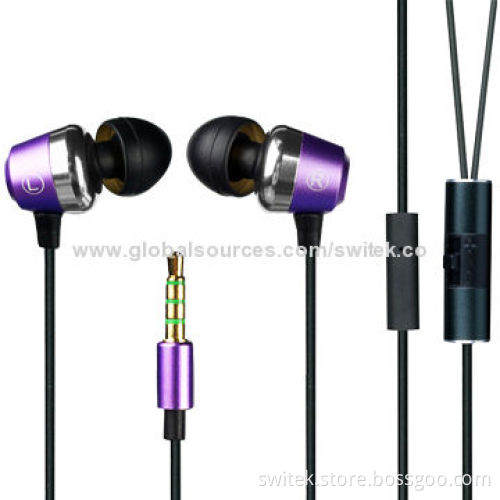 Noise-cancelling Metal In-ear Earphones for iPhone/Mobile Phones with Volume Control and Microphone